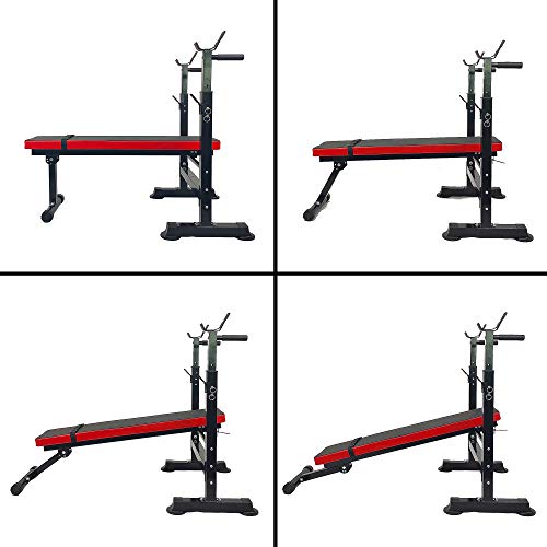 BalanceFrom RS 40 Adjustable Folding Multifunctional Workout Station Adjustable Olympic Workout Bench with Squat Rack, Black