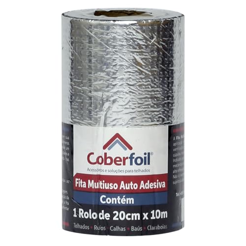 Fita Manta Asfáltica Adesiva Multiuso Metalizada 20cmx10m Auto Colante Vedação para Telhados Calhas