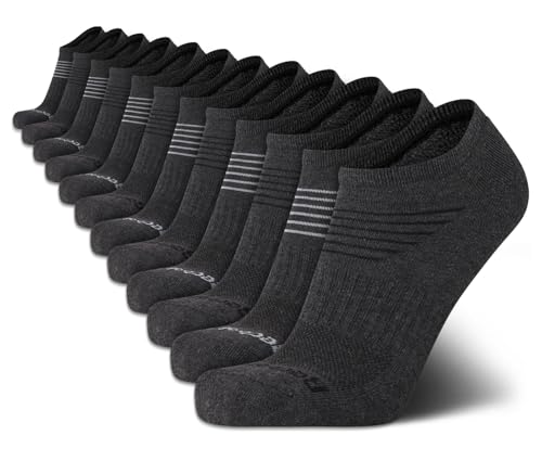 Reebok Men's Low Cut Socks - 12 Pack Performance Cushion Comfort No Show Socks - Breathable Athletic Socks for Men (6-12.5), Size 6-12.5, Solid Grey