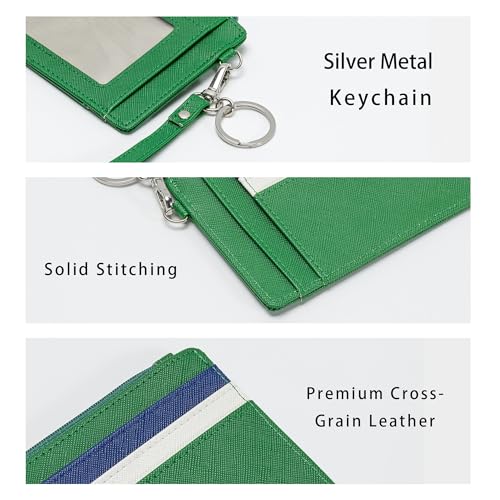 Image of SEAVILIA Small Wallet for Women Slim Wristlet Keychain Wallets RFID Credit Card Holder With Zipper Pocket, ID Window (Green)