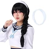DAZCOS Riko Cosplay Wig with Headband Anime JJK Costume Accessories for Halloween (Blue Black A)