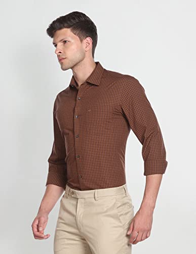 Image of Arrow Micro Check Slim Fit Cotton Formal Shirts for Men - Full Sleeve Shirt for Man