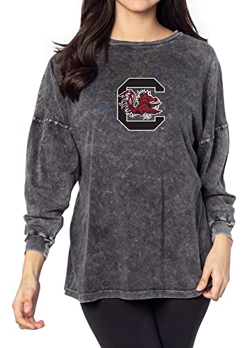 Chicka-d South Carolina Fighting Gamecocks Women's Oversized Team Icon Shirt Graphite, Small