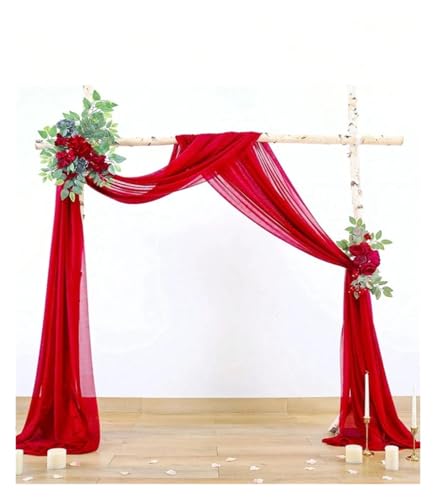 Tissu d'arche rouge 6m pour cacher un mur et réussir sa déco de mariage