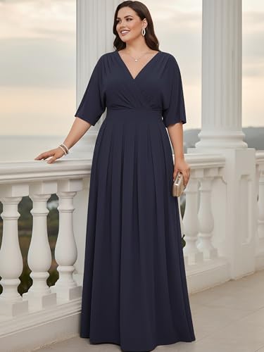 Image of KOH KOH Womens Long Pleated Flowy Modest Evening Wedding Guest Maxi Dress