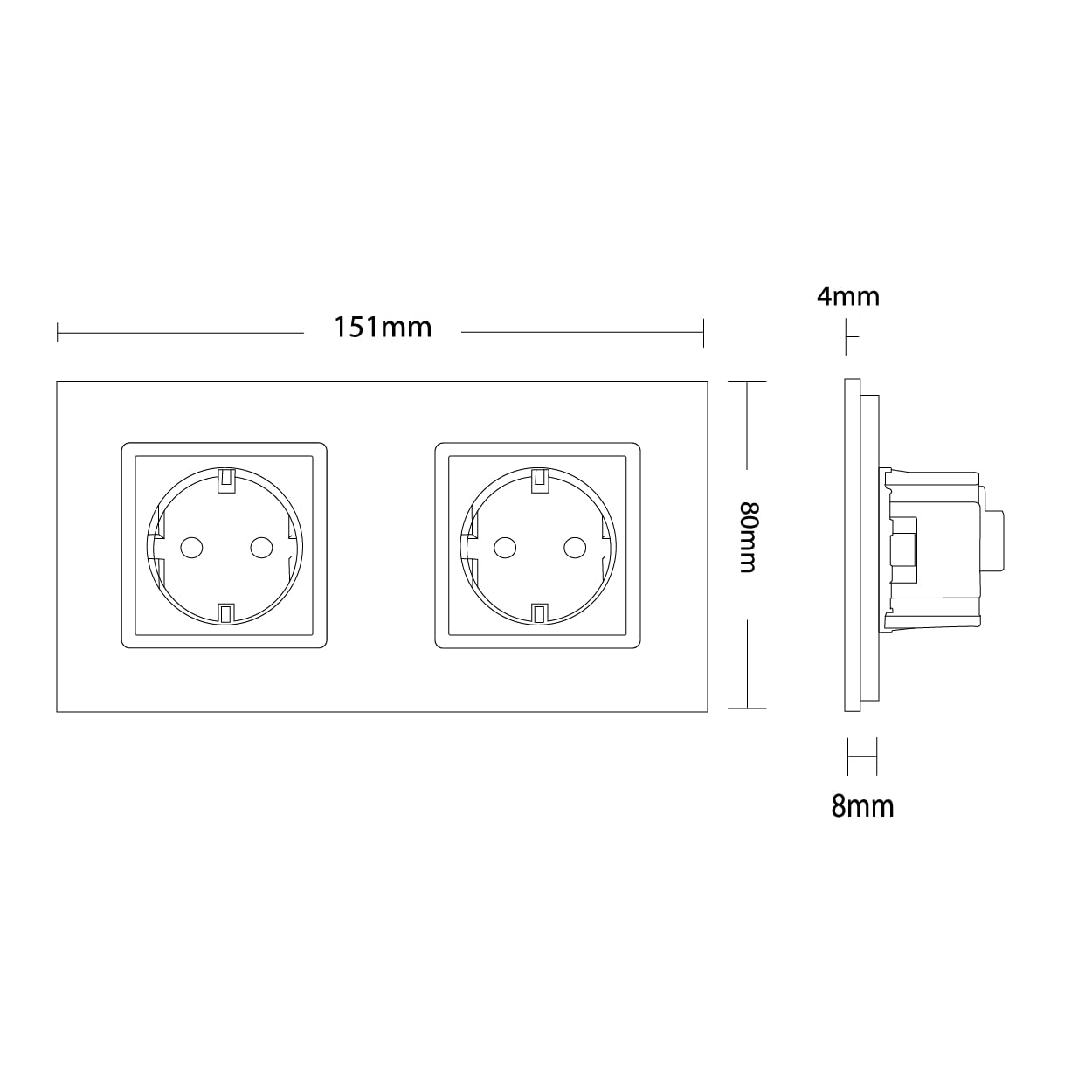 Livolo EU Standard 2 tomas Schuko enchufes de pared de cristal de lujo,VL-C7C2EU-13-A