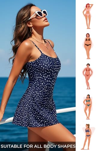Image of Tempt Me One Piece Swimdress for Women 2026 - Tummy Control Modest Bathing Suit with Skirt Slimming Swimsuit
