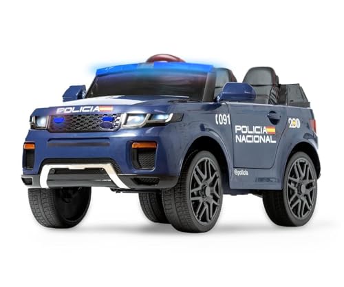 Coche de Policía ATAA Pro 12V   Azul   Coche eléctrico para niños de la Policía Nacional Española, con batería de 12V, Logos, Sirenas, Luces, Altavoz y Mando para Padres