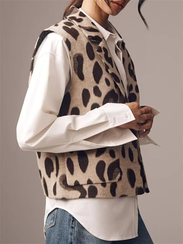 LifeShe Leopard Flannel Vest Women Casual Cheetah Sleeveless Blazer Winter Button Down Jacket with Pockets2