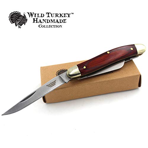 Wild Turkey Handmade Gentleman's 3 Blade Manual Folding Pocket Collectors-Knife EDC Slim-Sleek Design (Wood)