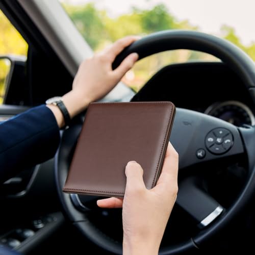 Image of CoBak Car Registration and Insurance Holder - Vehicle Glove Box Car Organizer, Auto Truck Comparment Accessories Case for Essential Document, Driver License, Cards (Deep Brown)