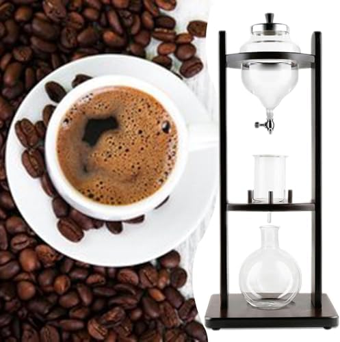 Tower Ice Coffee Maker Capacity Tea Tower,Cold Brew Drip Tower, Cold Brew Maker | Ice Coffee Drip Machine with Advanced Slow Drip Technology | Large 44oz Capacity | Handcrafted Glass & Wood
