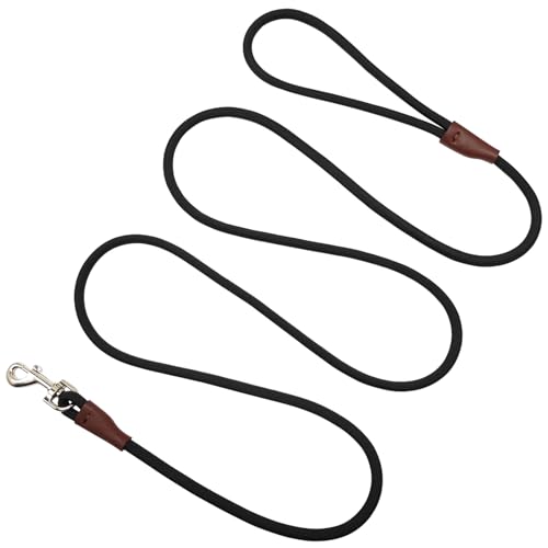 SEPXUFORE Small Dog Leash, 1/4' by 6/8/10 FT Lightweight Strong Nylon Rope Leash, Bright Classic Lead for Small Pets/Puppy (6ft, Black)