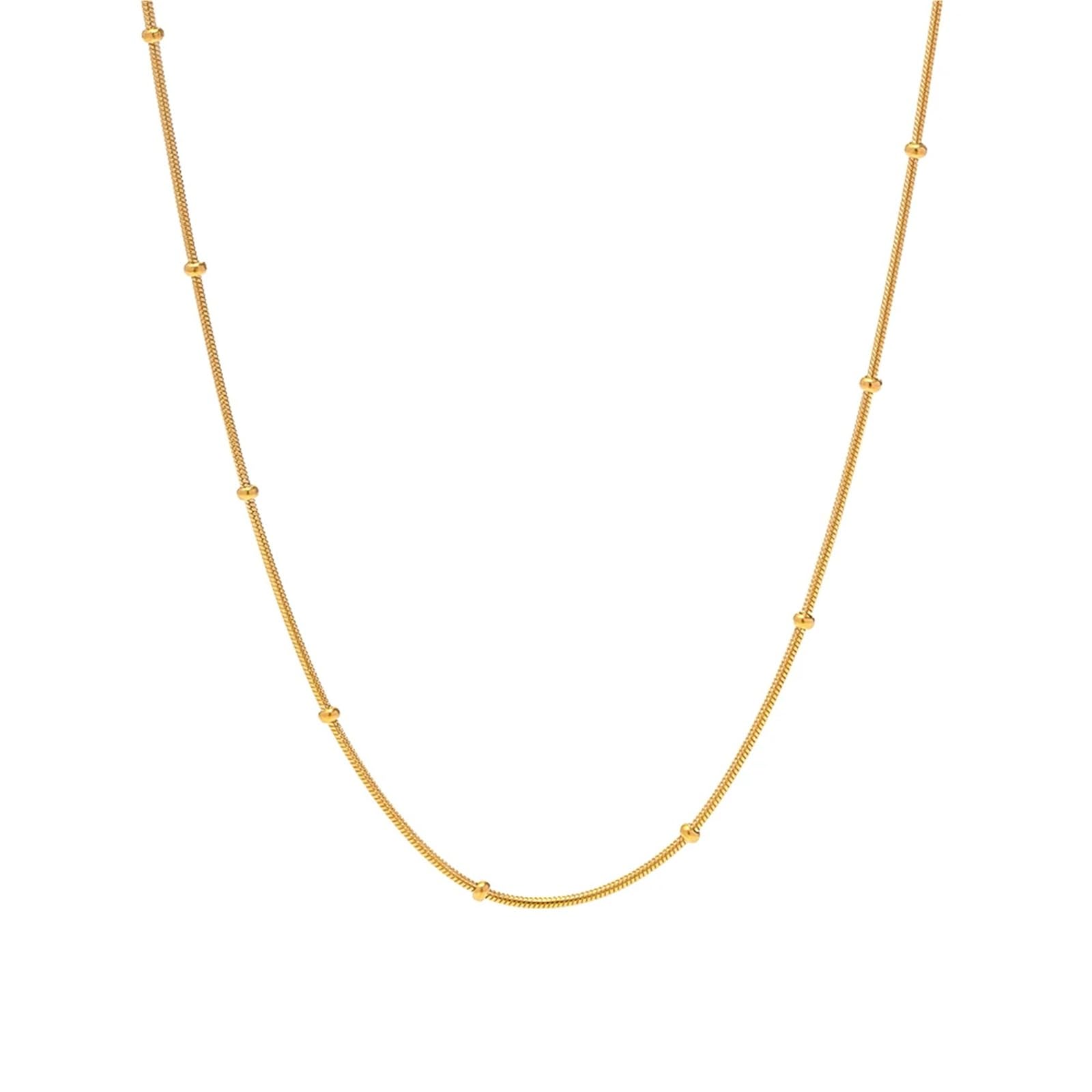 Collier tendance en acier inoxydable durable avec maille perlée de qualité