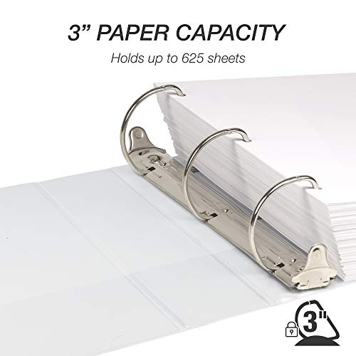 Image of Samsill Durable 3 inch 3 Ring Binder, D Ring Binder, 100% Recycled Chipboard, White, 4 Pack
