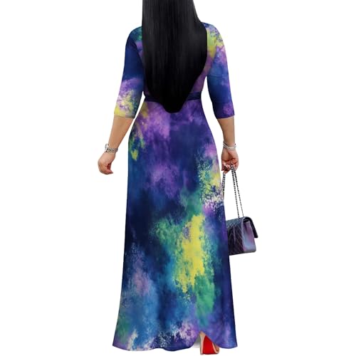 Image of PinkPatty Plus Size Maxi Dress for Women 3 /4 Sleeve Casual Long Dress | Soft stretchy fabric, functional pockets, flattering wrap v neck for vacation, casual wear and everyday styling