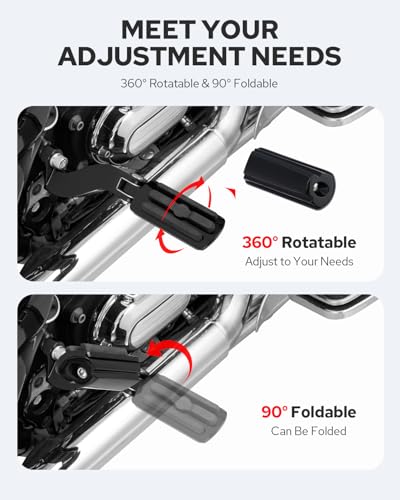 Image of Benlari Rear Passenger Foot Pegs, A3 Steel Passenger Mini Footboard Fit For Harley Davidson Touring Road King Street Glide Road Glide Electra Glide Ultra Classic 1993-2025 (Black)