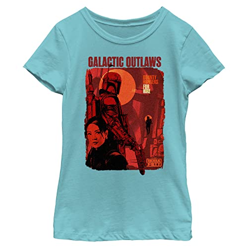 T-shirt Star Wars fille bleu Tahiti imprimé Hunters for Hire en taille S