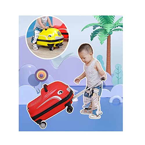 18-Inch Children's Riding Suitcase Portable Universal Wheel Luggage Waterproof Unisex Boy Girl Trolley Case(Color:red), Size4