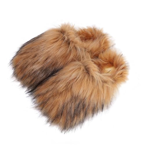 GOKTOW Women Fluffy Furry Slipper - Warm Faux Fur Slides, Non-Slip, Indoor Use, Soft Plush Slip-On House Shoes