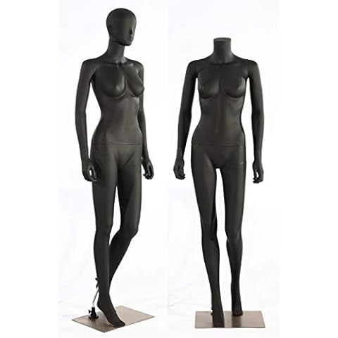 Eurotondisplay LF1-8 Female Mannequin in Abstract Black Lacquered Display Mannequin in Matt Nose and Mouth Shaped (Woman LF1-8) Cover
