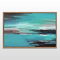 Framed Canvas Wall Art Abstract Ocean Seascape Canvas Prints Home Artwork Decoration for Living Room,Bedroom - 16x24 inches