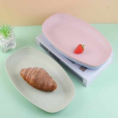 Image of Reusable & Unbreakable Food Tray for Parties, Family Gatherings, and Holidays Dinner Dishes Great for Sushi, Snacks, Cake, Meat & Appetizers, Cake Fruits Salad Cupcake (Pink, Pack of 6)
