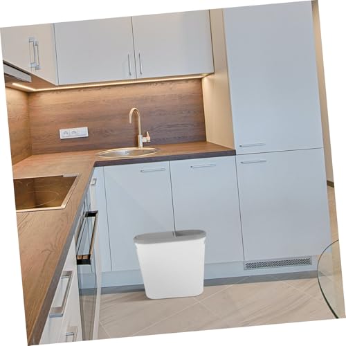 Caneca de basura rectangular blanca con tapa de presión miniatura 3