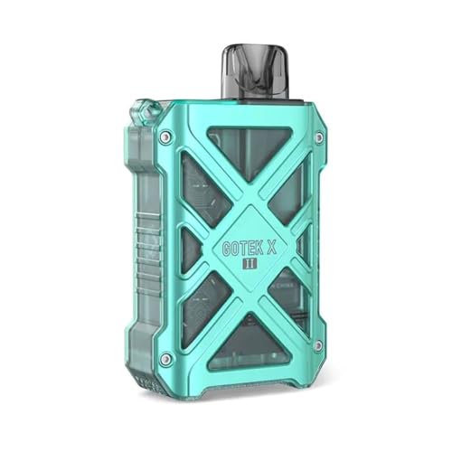 Aspire GOTEK X 2 Refillable Pod Vape Kit [Cyan] - Premium Durable Shell Upgraded Battery Draw Activated Adjustable MTL/RDTL Works with All Gotek Pods Gotek X II E Cigarette No Nicotine