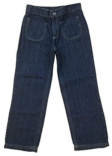 Girls Vintage Styled Jean Pants with Elastic Waist (Dark Denim)