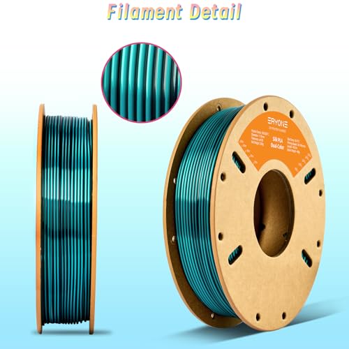 Image of ERYONE PLA Filament 3D Printer Filament Multicolor 1.75mm + /- 0.03mm, PLA Filament 250g Spool, Silk Dual Color Black Dark Green