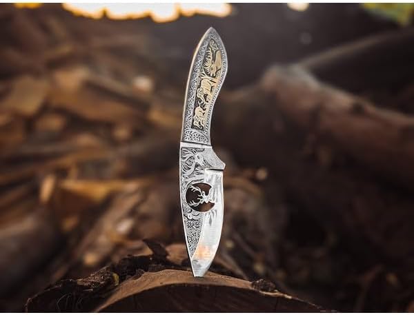 Handengraved Hunting Knife Skinning Knife 440C Stainless Steel Fixed Blade Knife with Sheath for Outdoor Camping, Fishing, Hunting
