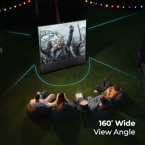 Image of Zebronics Floor Rising Projector Screen, 250 cm (98.5 Inch), 4K Support, 4:3 Aspect Ratio, Wide Viewing Angle, Matte Finish, Black Backing, Durable Metal Housing (PSF100B)