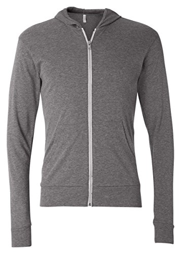 Bella Canvas Unisex Triblend Full-Zip Lightweight Hoodie XL Grey Triblend
