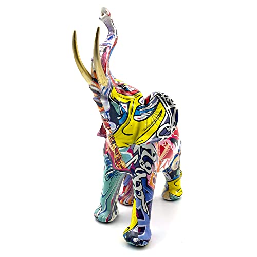 Estatua de elefante colorida de resina y vinilo miniatura 5