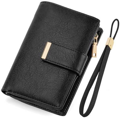 KTUEOV Carteras de Mujer, Monedero Mujer Piel con RFID Bloqueo Billetera para Tarjetas 10 Ranuras y Cremallera de Monedas Cartera Tarjetero Mujer con Cordón