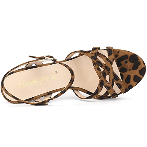 Allegra K Allegra K Women's Strappy Platform Stiletto Leopard Heel Sandals 9 M US