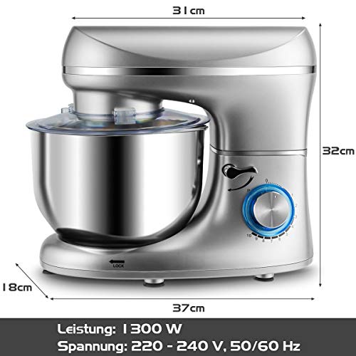 GOPLUS 5,5 L Küchenmaschine, Standmixer Knetmaschine mit 1300W Hochleistung, Rührmaschine aus Edelstahl, 10 Gänge… – Bild 7