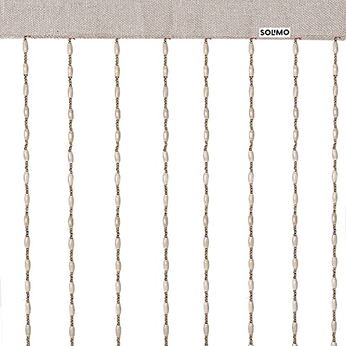 Image of Amazon Brand - Solimo Wooden Bead Curtain - (Brown & Cream, 2 Pieces)