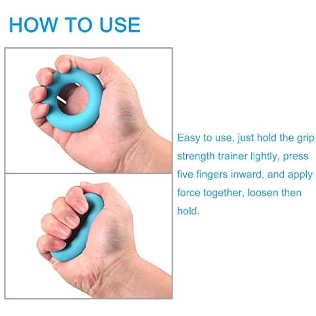 uxcell Hand Grip Strengthener, 5 Level: 20/30/40/50/60Lbs Silicone Rings Fingers Forearms Exercise Grip Trainer for Rock Climbing Athletes Workout
