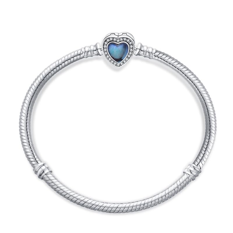 TINSLO Damen Armband 925 Sterling Silber, Armbänder mit Herz Verschluss Moments Schlangen Gliederarmband Armkette Valentinstag Muttertag Geburtstags Weihnachten Geschenk für Frauen Freundin Mama