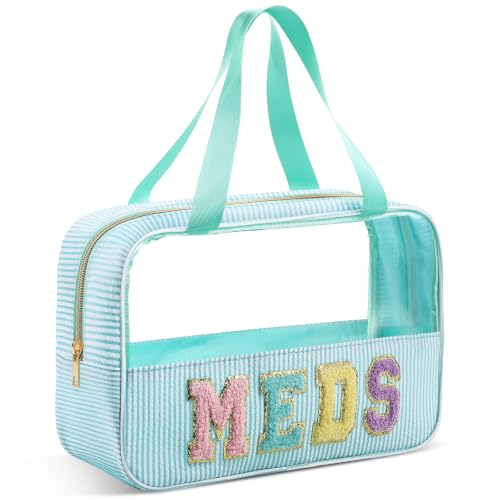 Sanwuta Clear Seersucker Meds Bag, Lake Blue