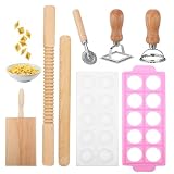7pcs Ravioli Mold Set Pasta Maker Tool Set Include Gnocchi Board Ravioli Maker with Roller Wheel Cutter with Wooden Handle Pasta Making Kit for Restaurant Homemade Christmas Kitchen Bake