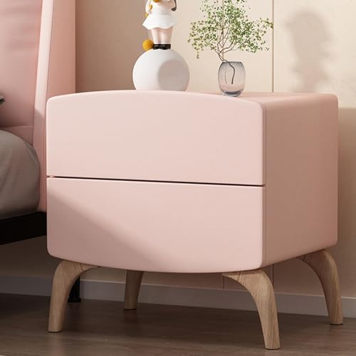 Wooden Nightstand with 2 Storage Drawers, Leather Finish Small Bedside Table, Ideal for Living Room, Bedroom, Apartment, Stylish Storage Solution for Any Room