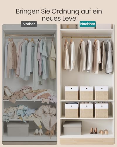 SONGMICS Aufbewahrungsbox, 6er Set, Aufbewahrungskorb, Ordnungsboxen mit PP-Platten, geruchsneutral, Faltbox, Stoffbox für Würfelregal, 26 x 26 x 28 cm, wolkenweiß-sandbeige RFB426LF02
