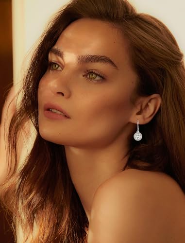 925 Sterling Silver Dangle Drop Earring with Round Leverback Birthstone Jewelry for Her2