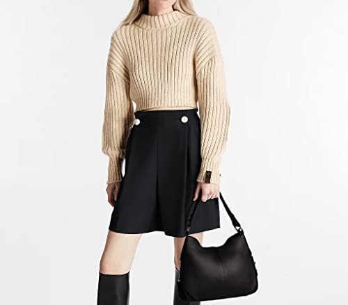 YALUXE Bundle Women's Real Leather Handbags and Wristlet Purses Black 63