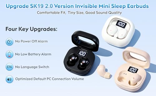 Image of Invisible Mini Sleep Earbuds for Side Sleepers, Ultra-Comfortable & Feather-Light Bluetooth 5.4 Sleep Headphones, LED Display Portable Case Small Earphones for Sleep Work Sports (Beige)