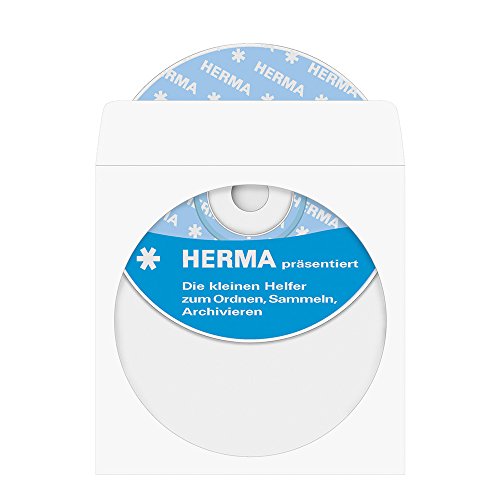 HERMA 1140 CD DVD Papier-Schutzhüllen, 100 Stück, CD Umschläge Papierleerhüllen mit Sichtfenster, DVD Schutzhüllen Papierhüllen mit Fenster, Rückseite selbstklebend, weiß – Bild 4