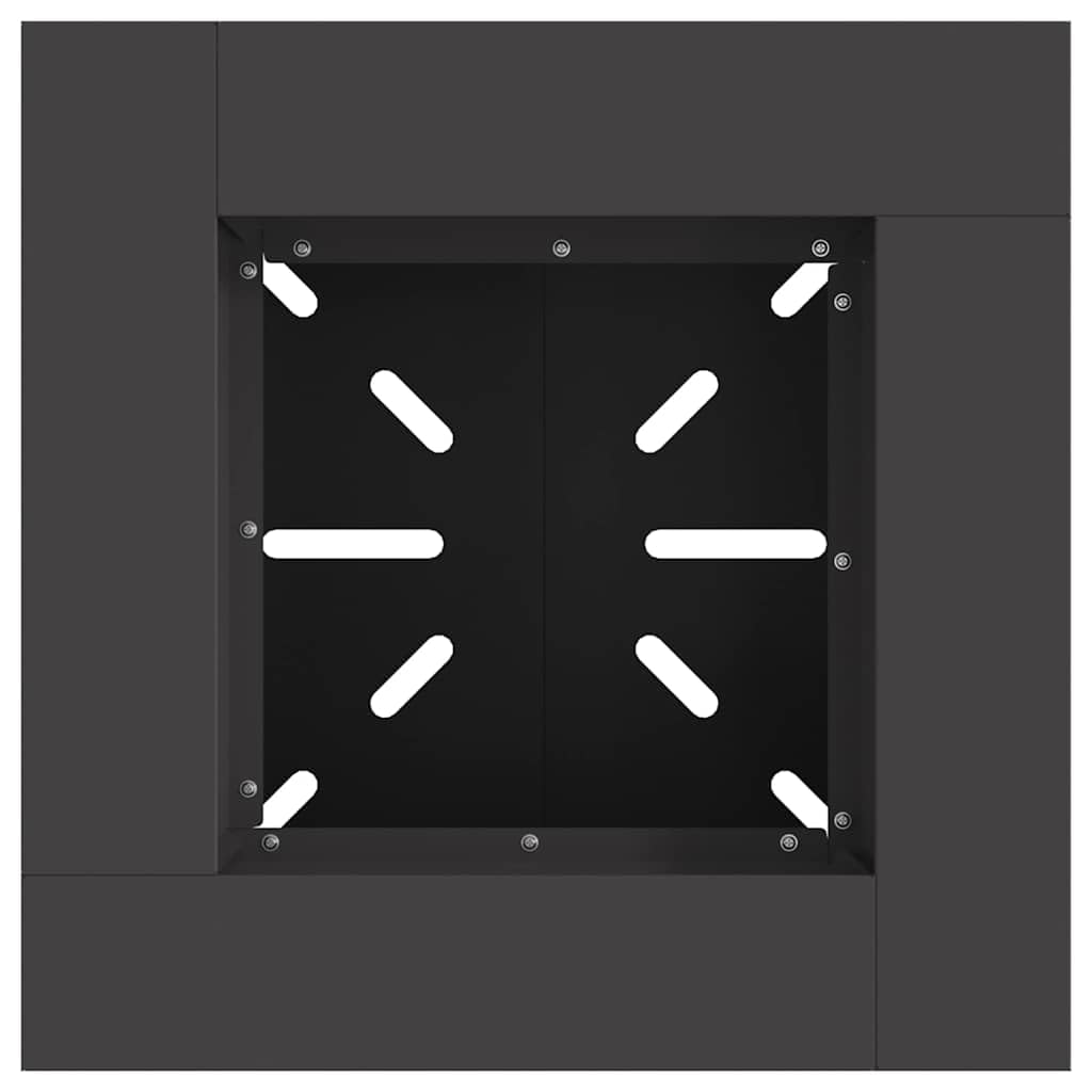 Brasero de acero negro 48 x 48 x 40 cm cuadrado con ventilación abierta para madera en jardín, terraza, balcón como fuente de calor